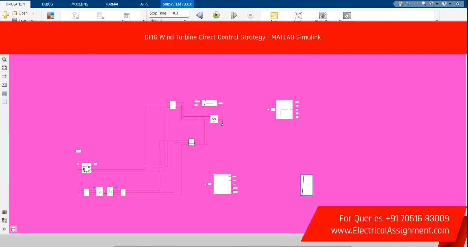 DFIG Wind Turbine Direct Control Strategy - MATLAB Simulink screenshot 4